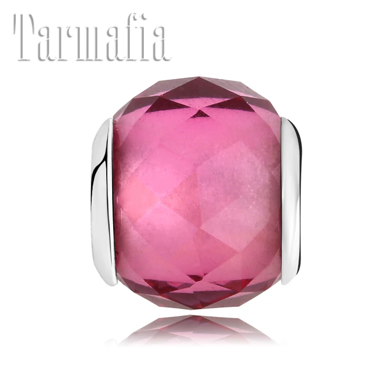 New 925 Sterling Silver charming Rose Red fine Cut Surface Murano Glass Beads Fit Original Women Charm Bracelet Jewelry making | Украшения