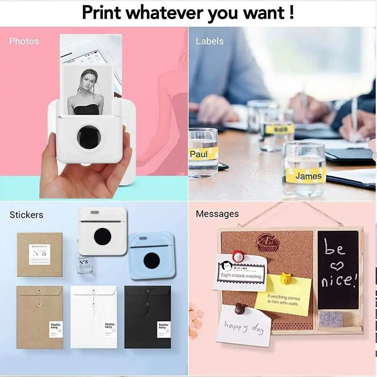 

304DPI Portable bluetooth Pocket Thermal Printer Mini Picture Photo Printing Wireless Printer For Windows For Android For iOS