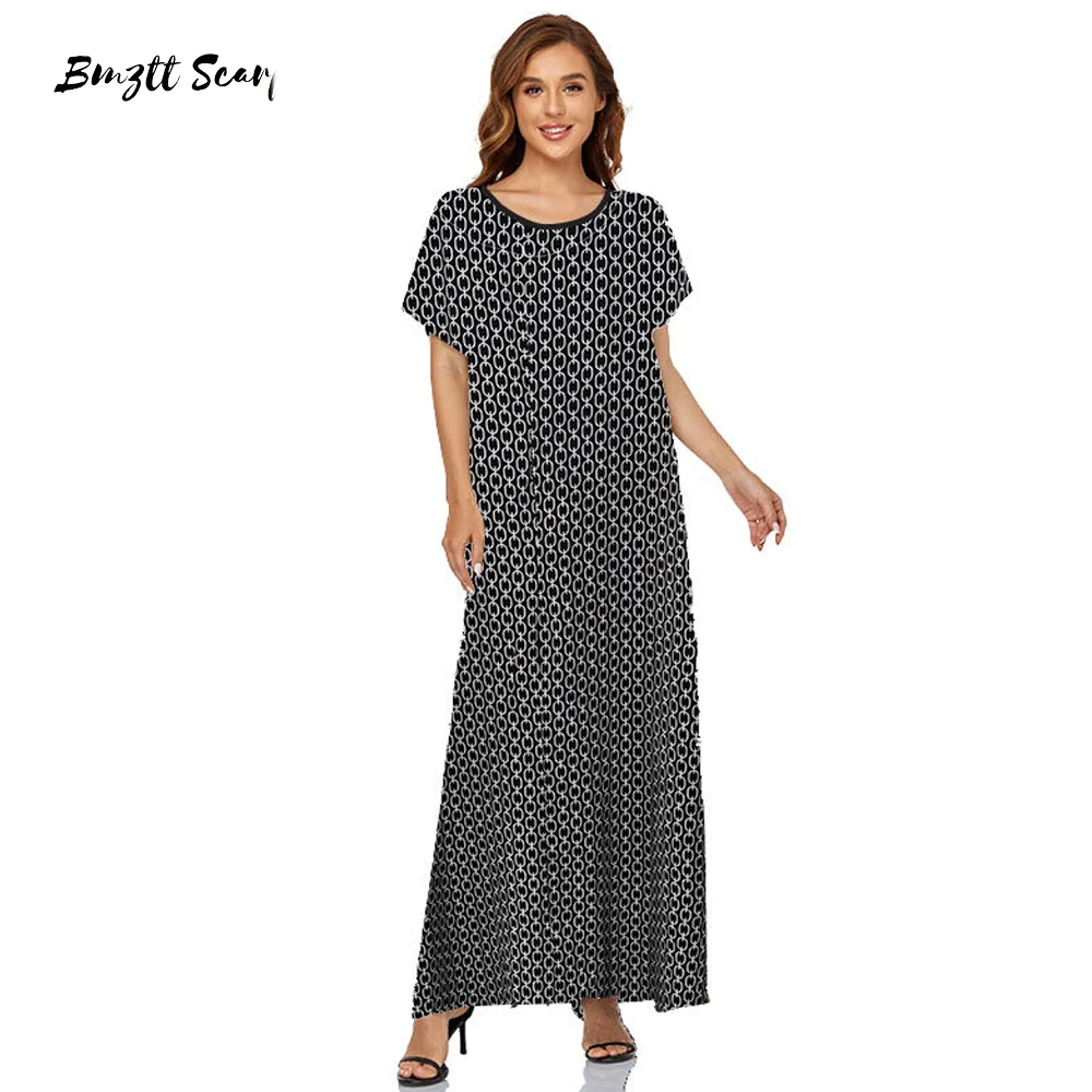 

Dress Women 2021 Summer V Neck Short Sleeve Colorful Plaid Print Casual Dress Elegant Side Split Maxi Long Dresses BDD-53