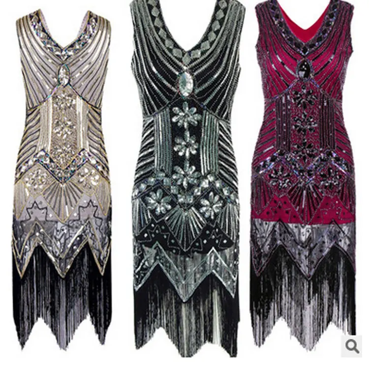 

High Quality Women Summer Dress Sexy Bodycon Dress 2021new 1920s Vintage Dress Tassel Sequin Elegant Prom Evening Party Dress