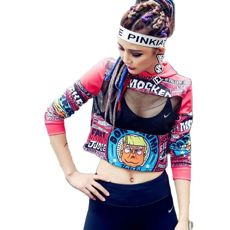 

Уличный Стиль Для женщин плетением в стиле пэчворк, с принтом из букв, с капюшоном, короткие забавные топы футболки футболка Femme в стиле «хип-...