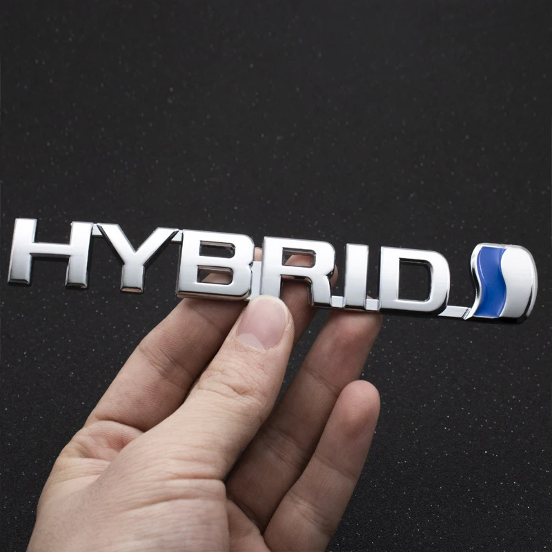 

Car Styling Hybrid logo Metal Stickers Emblem Auto Badge Decal For Toyota Corolla Yaris Rav4 Avensis Auris Camry C-hr 86 Prius