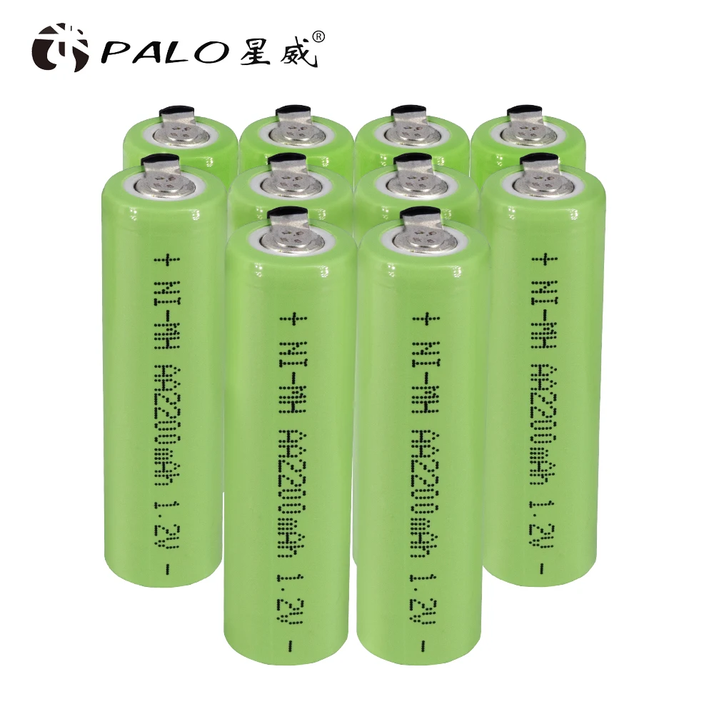 PALO 1,2 V AA Аккумуляторная батарея 2200mah nimh cell Green shell с сварочными вкладками для Электробритва Philips Бритва зубная щетка