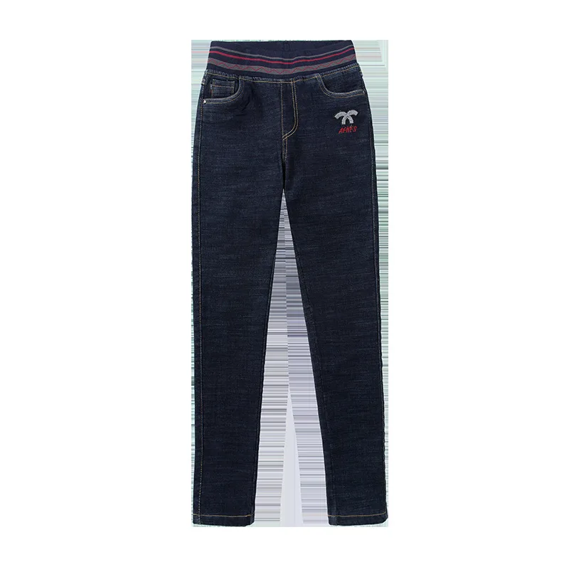 

Elastic waist and plush jeans women's high waist winter Korean version show thin with plush and thick warm tight small leg long