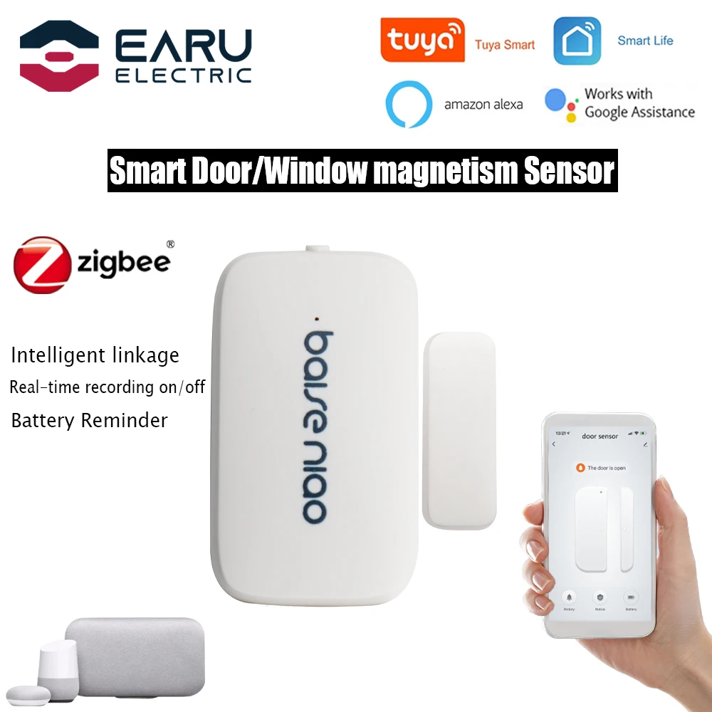 

ZigBee Smart Window Gate Door Magnetic Sensor Detector App Notification Alert Security Alarm Smart Life Tuya Alexa Google Home