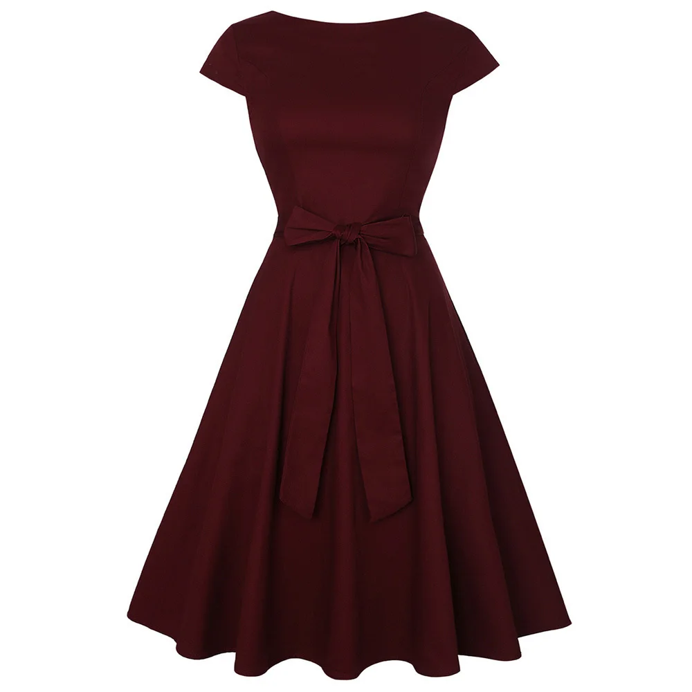 Женское платье с фруктовым принтом в стиле ретро летнее вишневым круглым вырезом