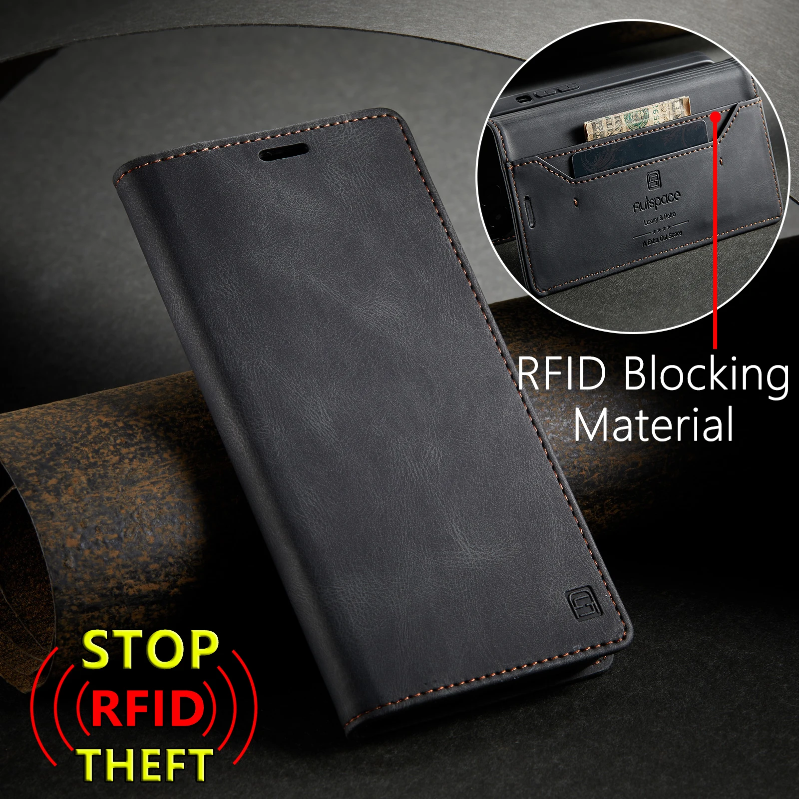 

RFID Protection Phone Case for iPhone 12 11 Pro MAX X 6 7 8 Plus XR SE Folding Retro Magnetic Leather Cover With Card Pocket