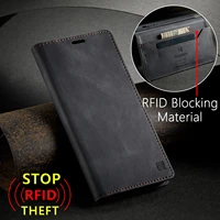 rfid protection phone case for iphone 12 11 pro max x 6 7 8 plus xr se folding retro magnetic leather cover with card pocket