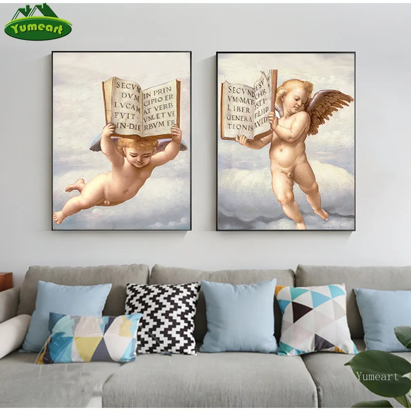 Yumeart ангел мальчик христианская Библия настенная книга на холсте для украшения
