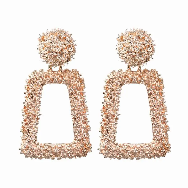 Rose gold Новые винтажные серьги для женщин золотые круглые геометрические серьги металлические серьги Висячие модные ювелирные изделия - Окраска металла: Rose gold