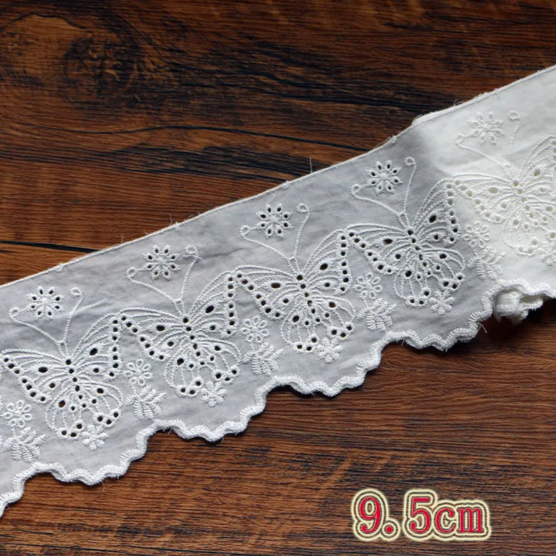 Роскошная белая хлопок с цветочной вышивкой кружевной воротник тканевый