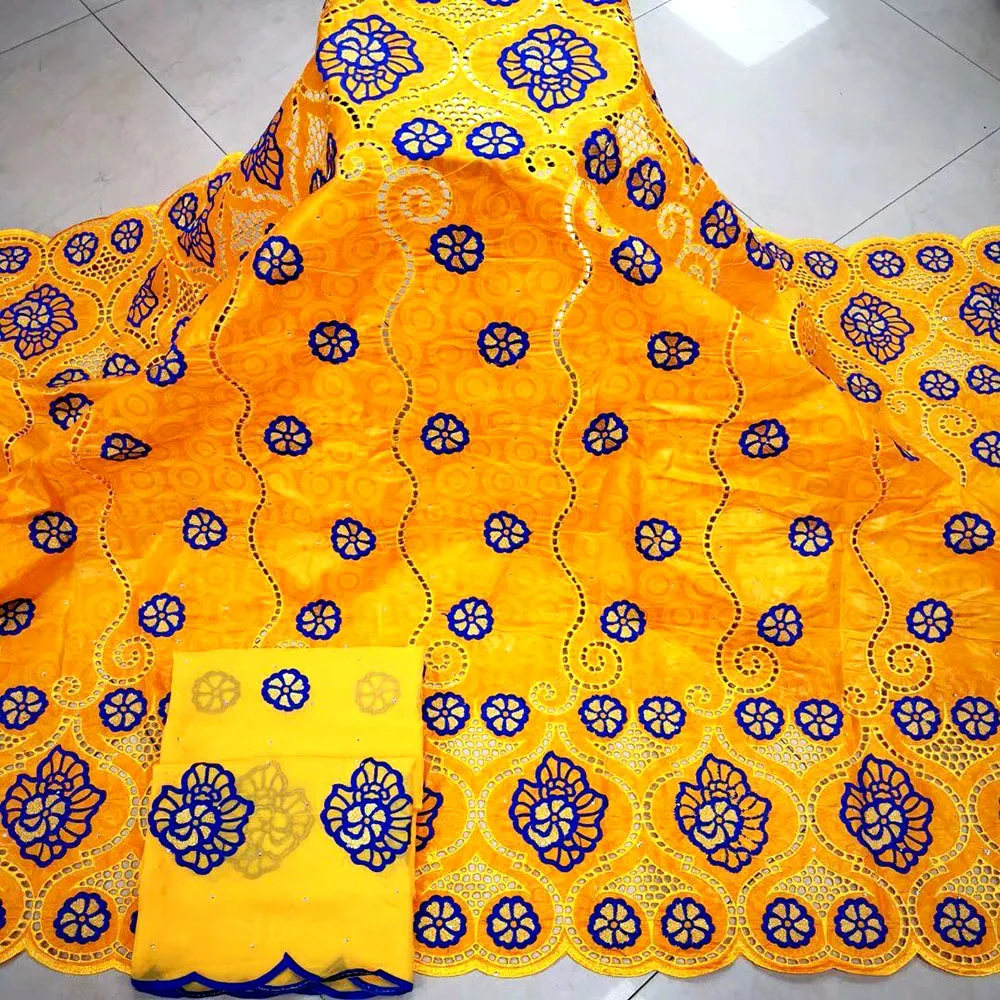 

Embroidered Cotton Fabric 2022 Newest Dubai Jacquard Fabrics Bazin Riche African Sewing Materials Mesh Textile 5+2 yards/lot