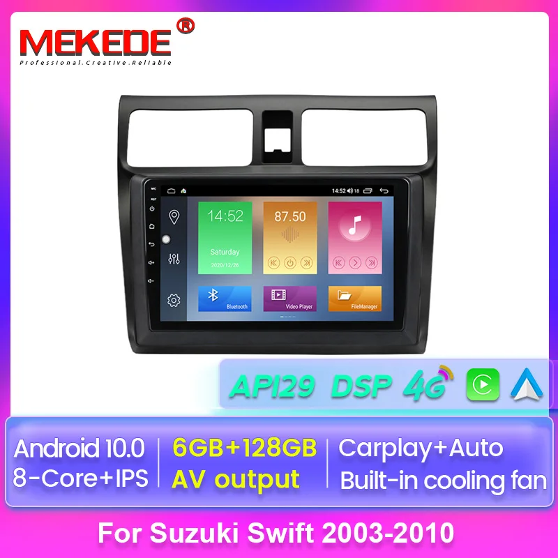 

Автомагнитола 2 Din, 6 + 128 ГГц, Android 10, IPS экран, DSP, мультимедийный проигрыватель для Suzuki Swift 2003-2010, навигация GPS Carplay, без DVD