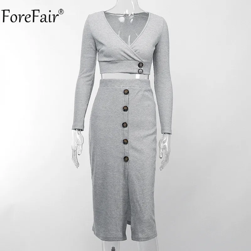 Forefair женский костюм из двух предметов на осень и зиму сексуальный топ с длинными
