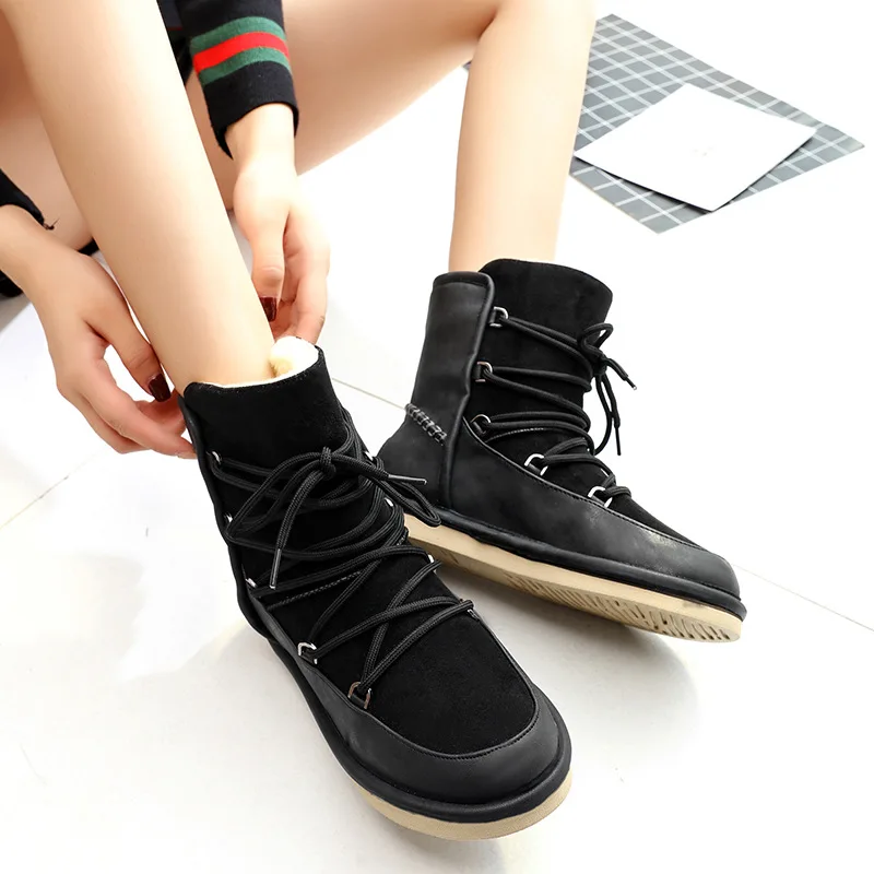 Женские зимние ботинки из искусственной замши теплые женские водонепроницаемые