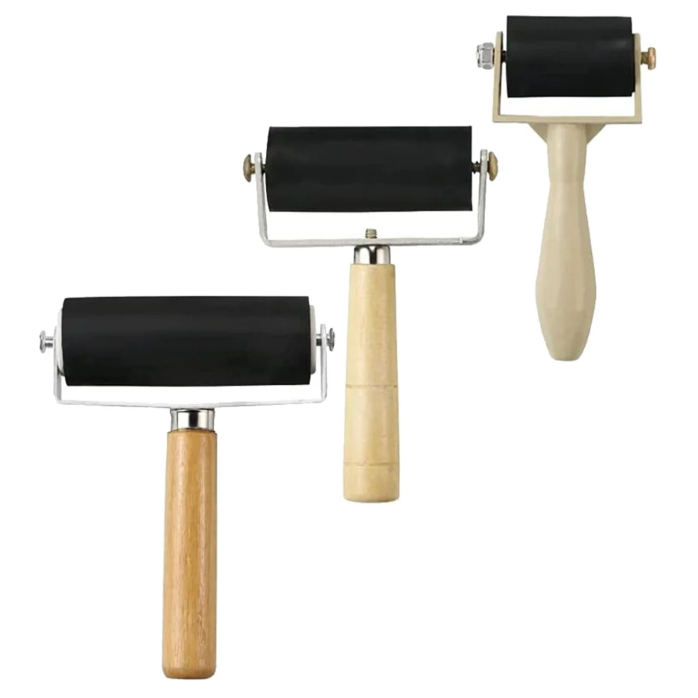 

3pcs Rubber Printmaking Rollers Diamond Drawing Roller Printing Diamond Roller