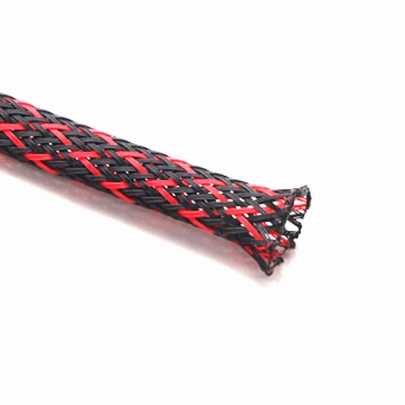 5 метров Ширина 6 мм огнестойкие черного и красного цвета ПЭТ Трубка из сетчатой