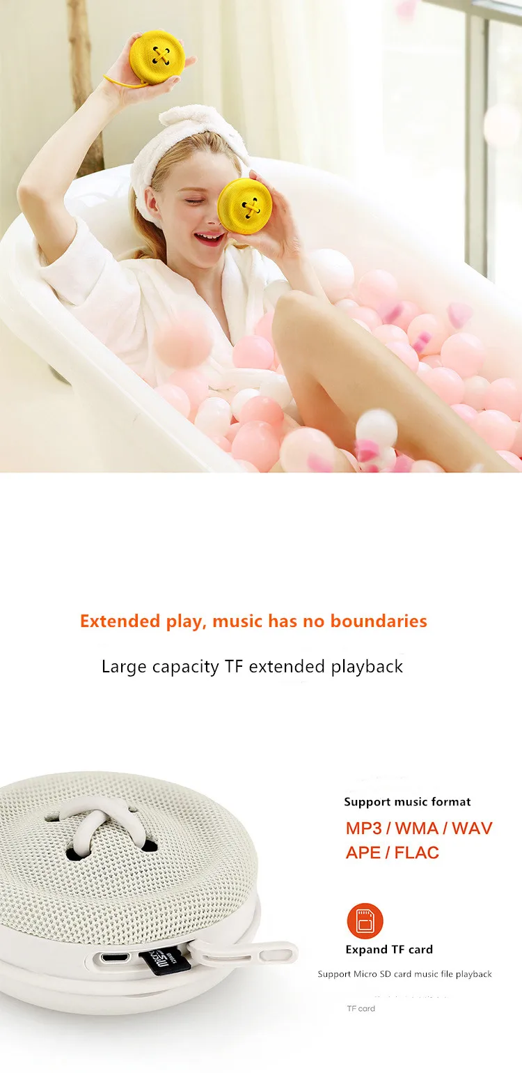 [Светло-зеленый] Кнопка портативный bluetooth-динамик Открытый водонепроницаемый мини-легкий сабвуфер Многофункциональный подключаемый маленький динамик