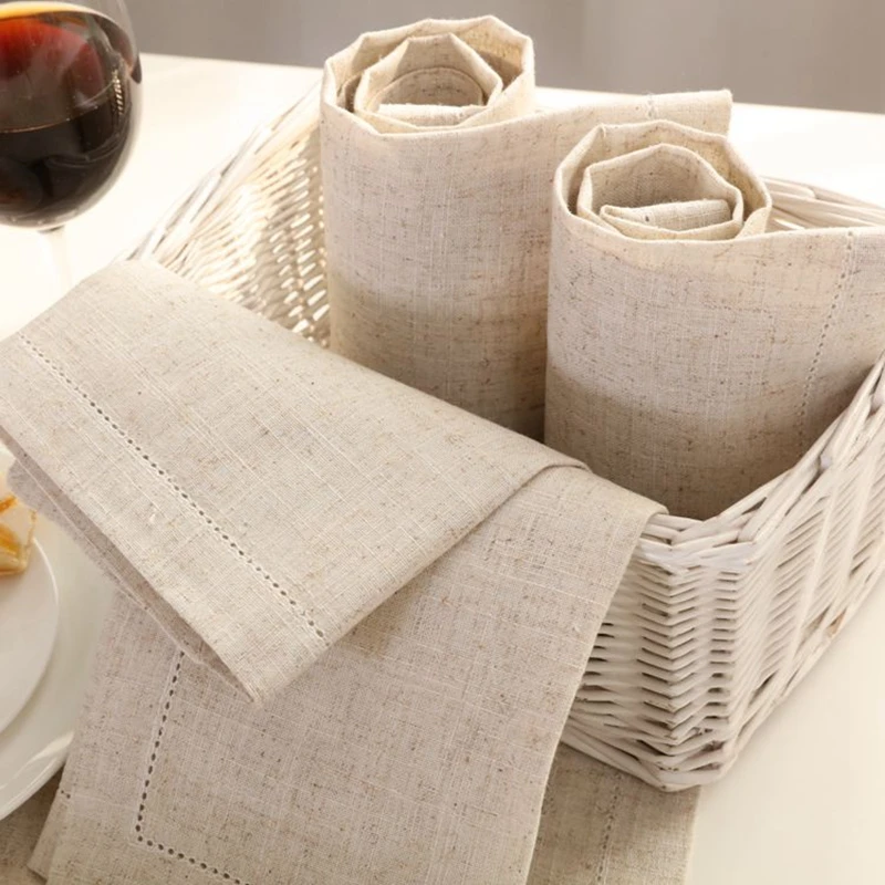 

Hemstitched Linen Napkins Cloth Dinner Linen Table Napkin Beautiful 45x45cm(18x18")