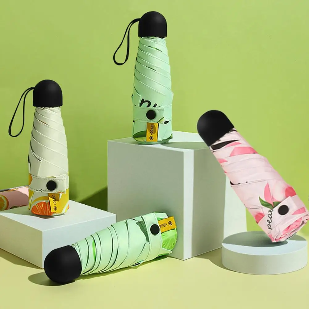 

Women's Folding Umbrella Ladies New Mini 5 Fold Umbrella Lady UV Protection and Sun Protection Portable Travel Belt Storage Box