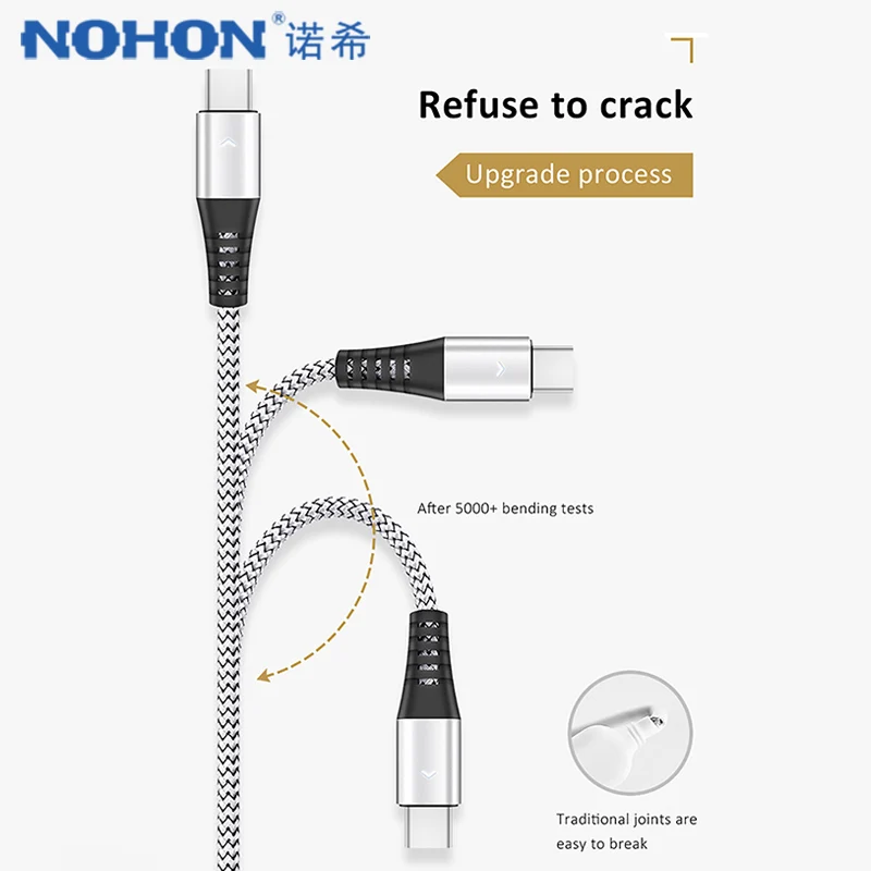 NOHON 0 3 M USB Type C зарядный кабель для передачи данных Xiaomi Mi5 6 быстрая зарядка Samsung Gaxaly