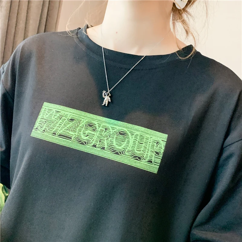

Spring and Autumn T-shirt Casual Letter Printing O-neck T-shirt Patchwork T-shirt Ladies Long Sleeve Top Hip Hop Streetwear
