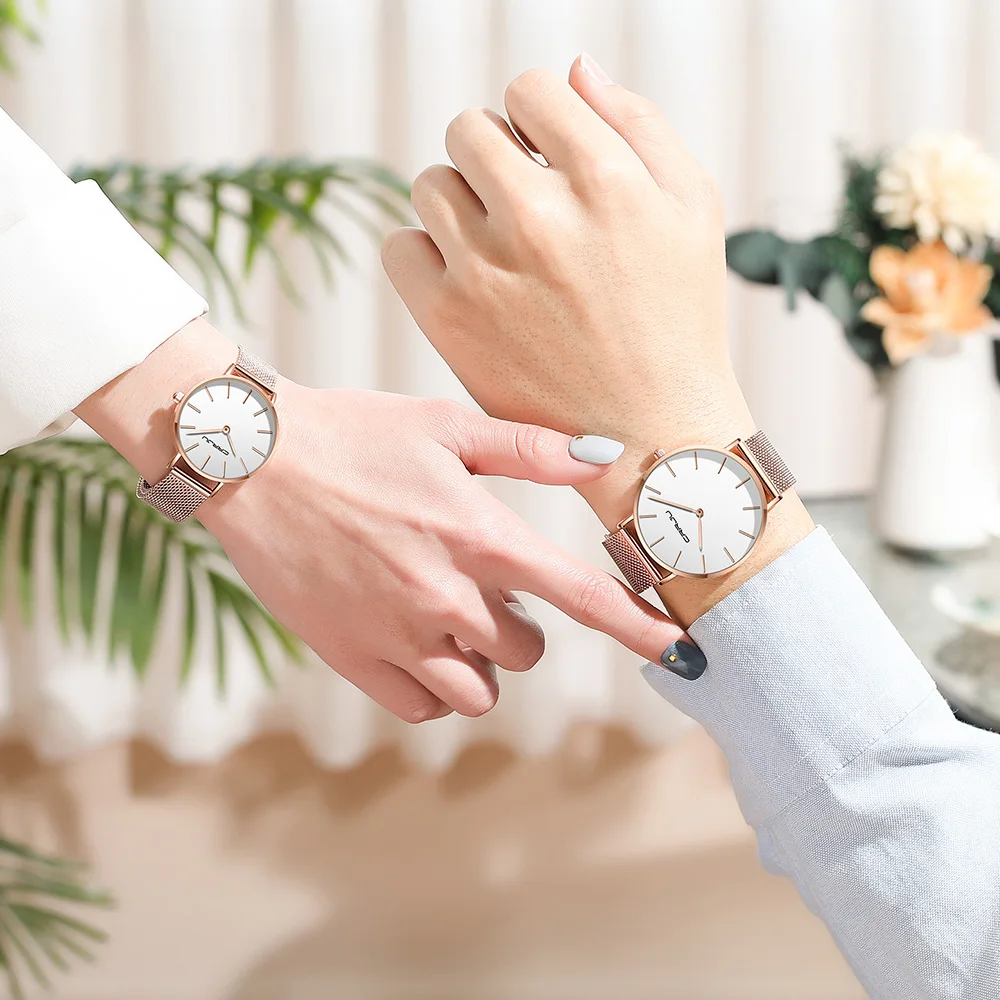 

CRRJU Fashion Couple Watch Japan Movement Simple Waterproof Rose Gold Stainless Steel Mesh Women watch Quartz watch Men relogio