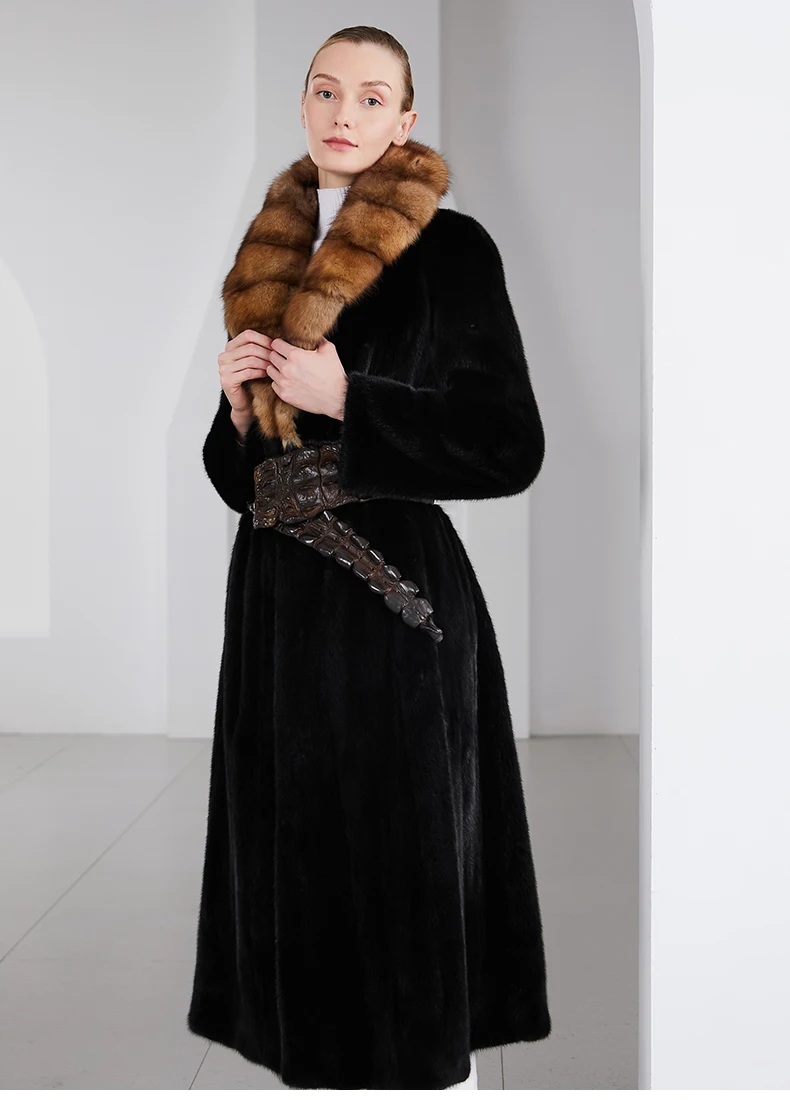 Arlenrуникальная Новинка 2019 модная шуба из меха соболиного норки Длинная женская с