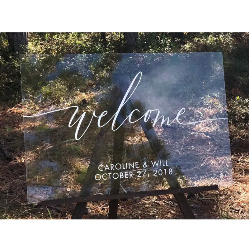 Оргстекл Свадьба приветственная доска персонализированное имя и Дата панель