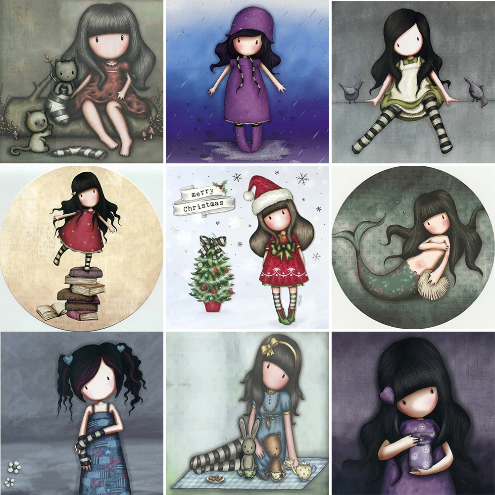 

ColorFlow Diamond Painting Cartoon Girl Picture Full Square New Arrival Diamond Embroidery Cross Stitch Gift Kits Home Decor
