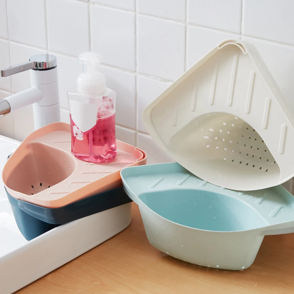 Ситечко для слива овощей и фруктов треугольное кухонное ситечко на присоске