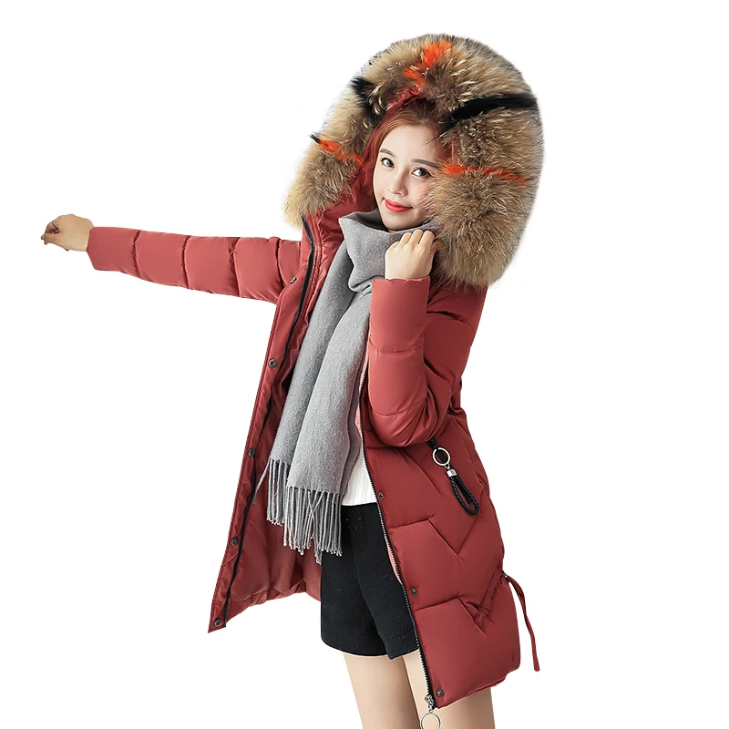

Winter Women Solid Parkas Female Long Thick Hooded Jackets L1111215