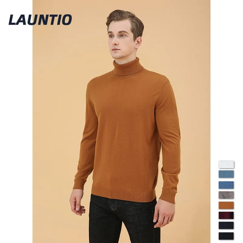 

Men Pullover Sweaters High Neck Spring Autumn2020 New Mens 100% Woollen Pullovers Sweater Turtleneck Male Cardigan Sweaters