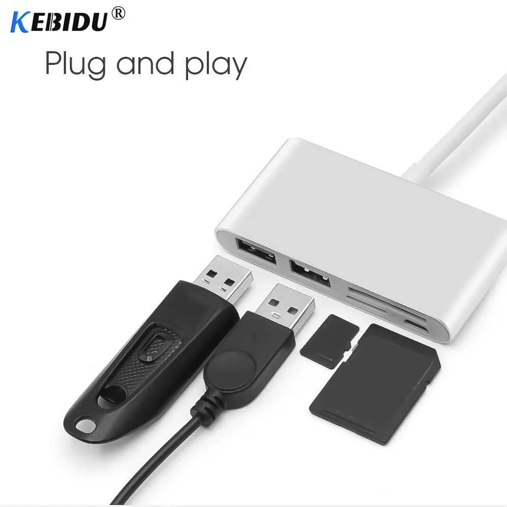 USB-концентратор Kebidu 5 в 1 устройство для чтения карт памяти USB Type C OTG адаптер