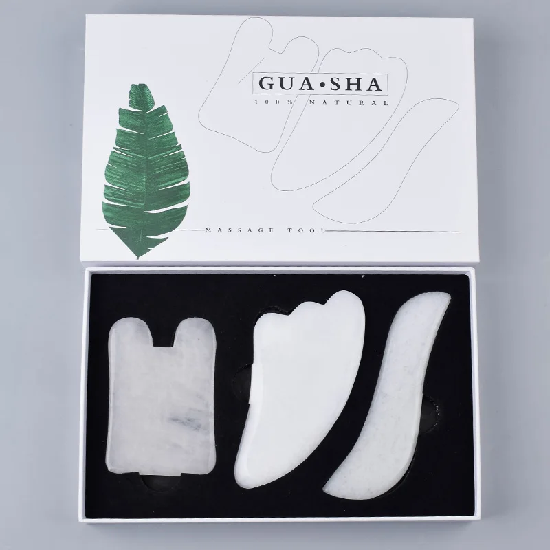 Набор инструментов для Массажа Гуаша 3 в 1 массажер лица из натурального белого