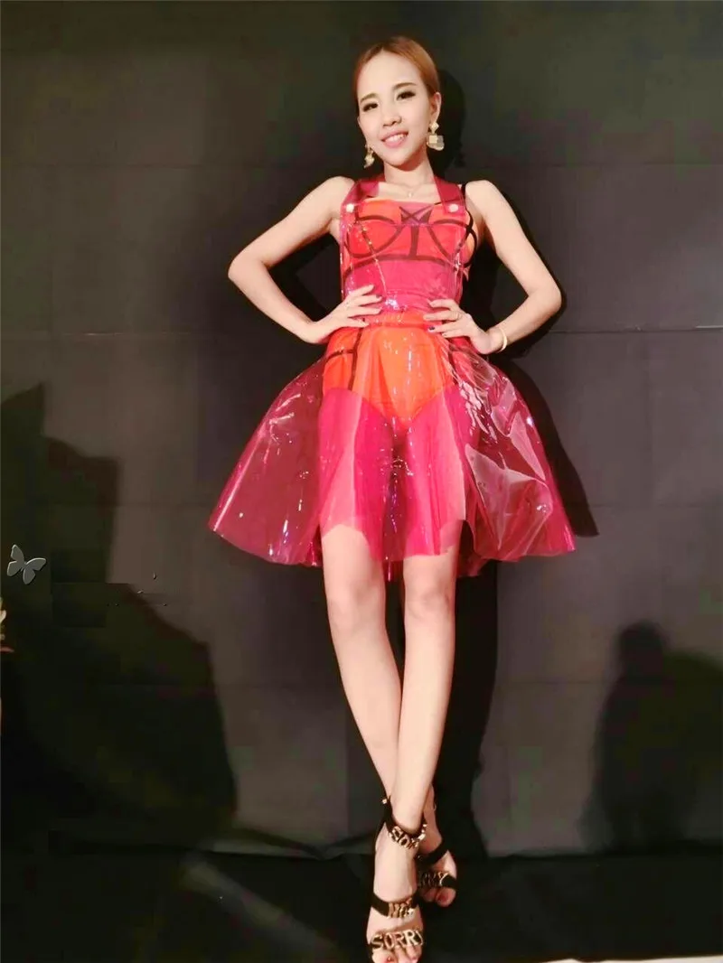 Женское Прозрачное платье без рукавов прозрачное ПВХ для косплея сексуальные