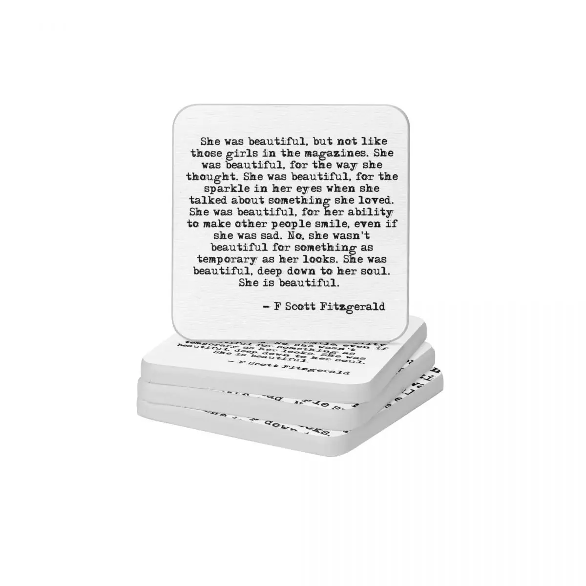 

She Was Beautiful F Scott Fitzgerald Diatomite Square Round Coaster Anti-Scald Cup Bonsai Mat Soap Toothbrush Pad 10x10cm