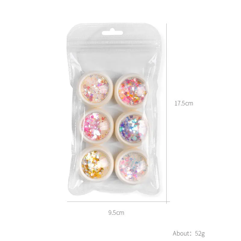 

MiFanXi Colorful Nail Glitter Sequins 1g Shining Star laser Irregular Paillette Flakes Nail Art Decorations Tips Six Boxes In A