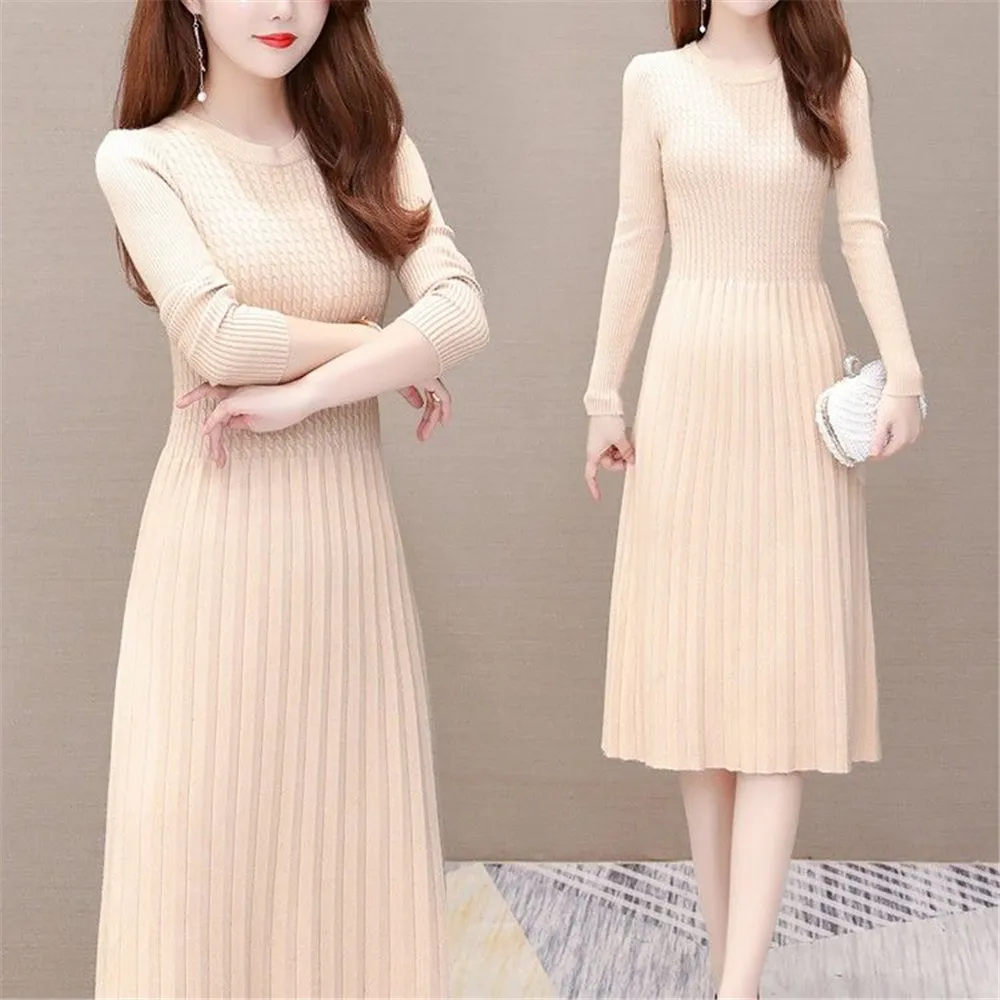 Женское платье-трапеция повседневное черное вязаное платье-свитер элегантные