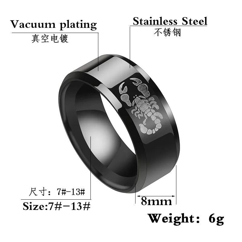 8 мм черное титановое кольцо для мужчин и женщин | Украшения аксессуары
