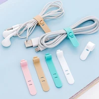 4pcsset wire organizer durable cute snap silicone creative earphone cord winder for charger cable