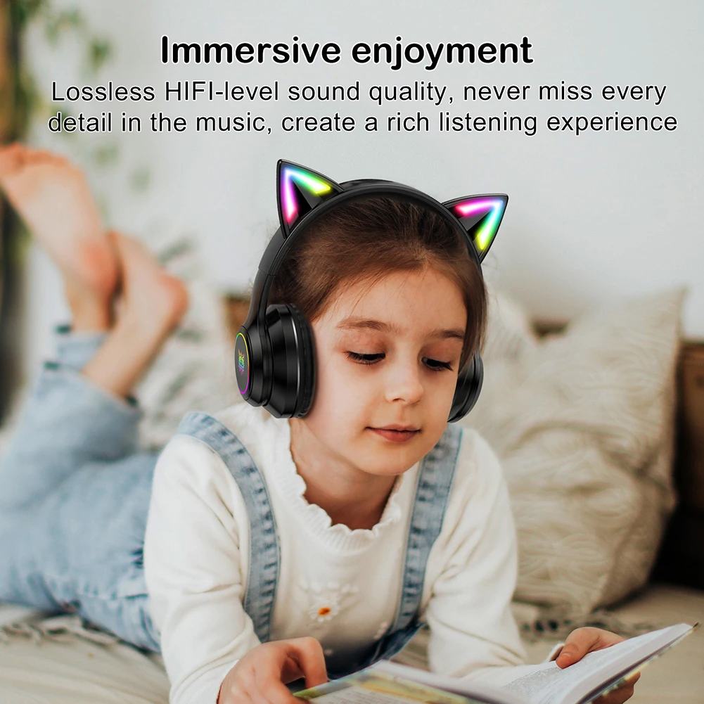 Onikuma B90 Bluetooth-совместимая гарнитура с кошачьими ушками Беспроводная игровая