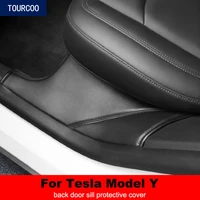 car interior modification back sill protective leather cover for tesla model y