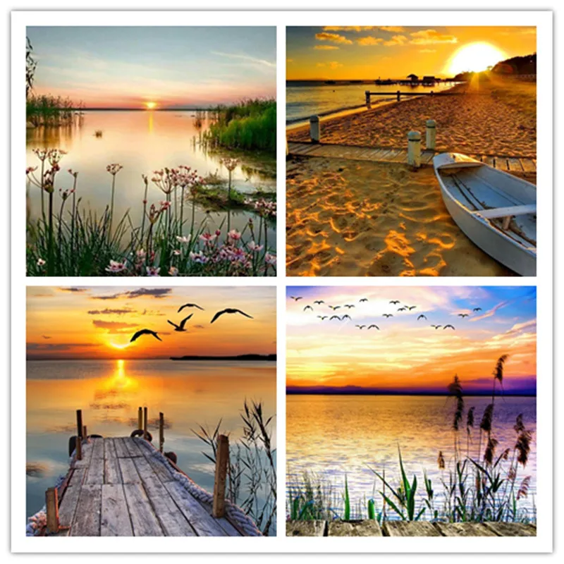 Пейзаж алмазной живописью Lake полная Алмазная вышивка декорация путь рядом с Рив