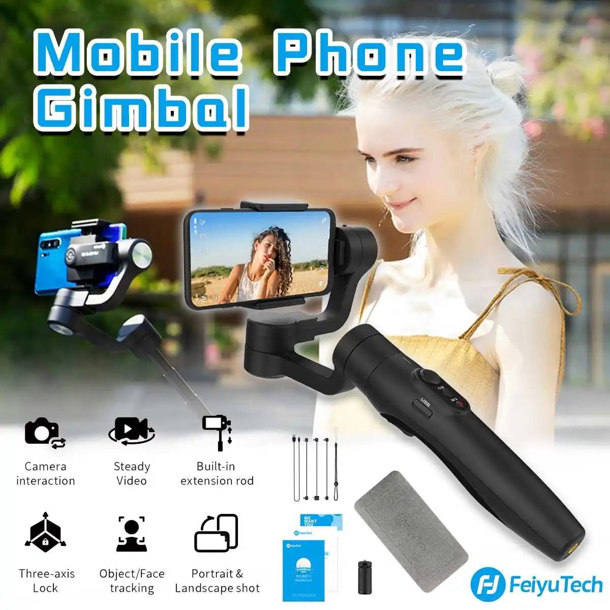 

FeiyuTech Vimble 2S ручной смартфон карданного стабилизатора штатива селфи-штатив с 180 мм полюс для iPhone X 8 для Samsung XIAOMI