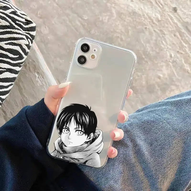 

Hot Anime Attack On Titan Phone Case Transparent for iPhone 11 12 mini pro XS MAX 8 7 6 6S Plus X 5S SE 2020 XR
