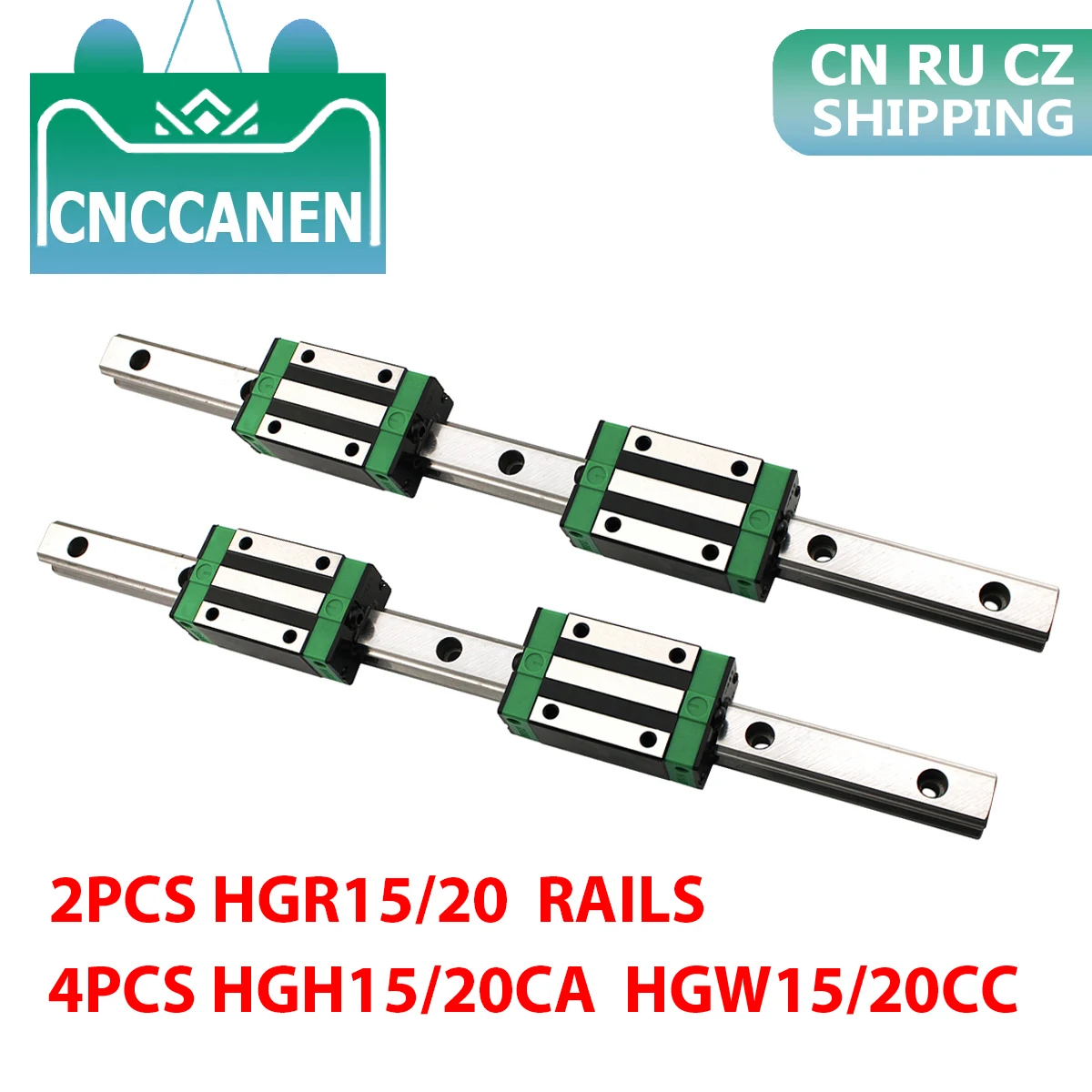 2PCS HGR15 HGR20 Square Linear Guide Rail + 4PCS HGH15CA HGH20CA / HGW15CC HGW20CC Slide Block Carriage for CNC Router Engraving |