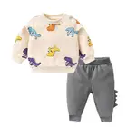 2021новинка; Модная одежда для малышей; Сезон весна-осень; Футболка для мальчиков и девочек; Брюки; 2 шт.компл.; Детская одежда; Sportswear0-5Y с героями мультфильмов для малышей