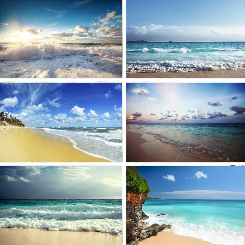 Реквизит для фотосъемки Виниловый фон тропический морской пляж песок ракушки