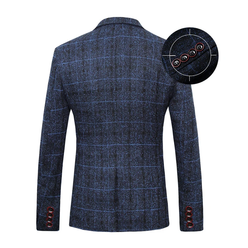 Костюм мужской Клетчатый из 3 предметов черный синий желтый